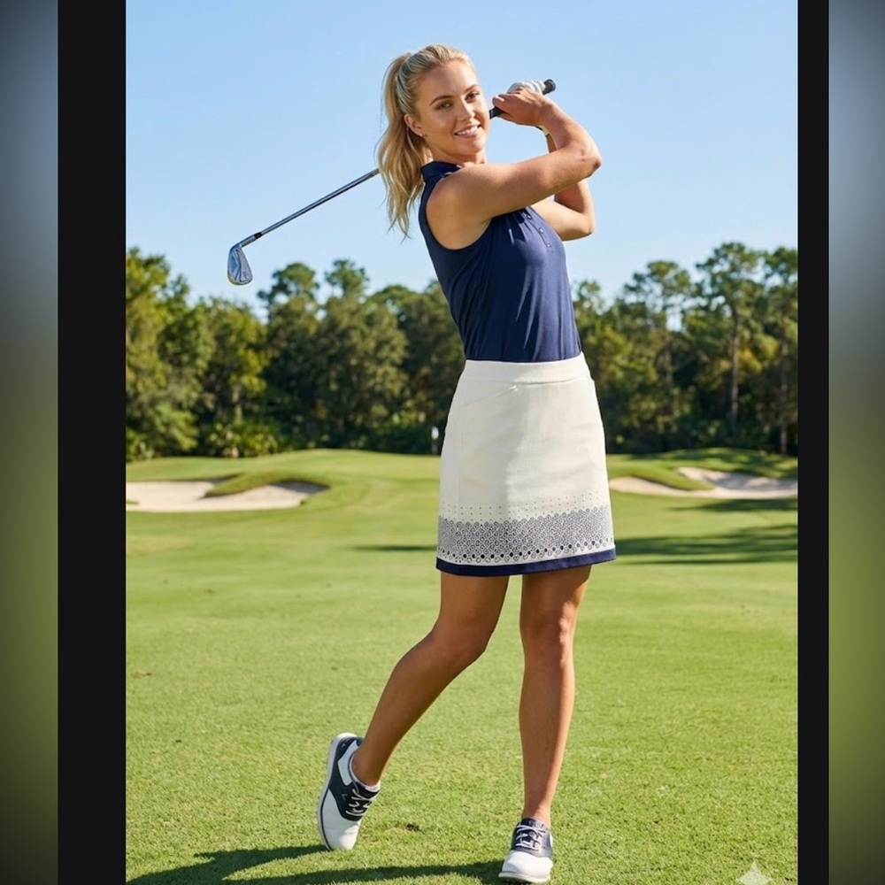 Callaway Elegant white Skirt with Blue Accents‎ size 12